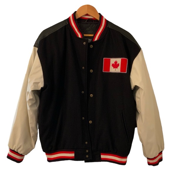 Steve & Barry’s Vintage Canada Black Bomber Jacket Size M - Picture 2 of 9